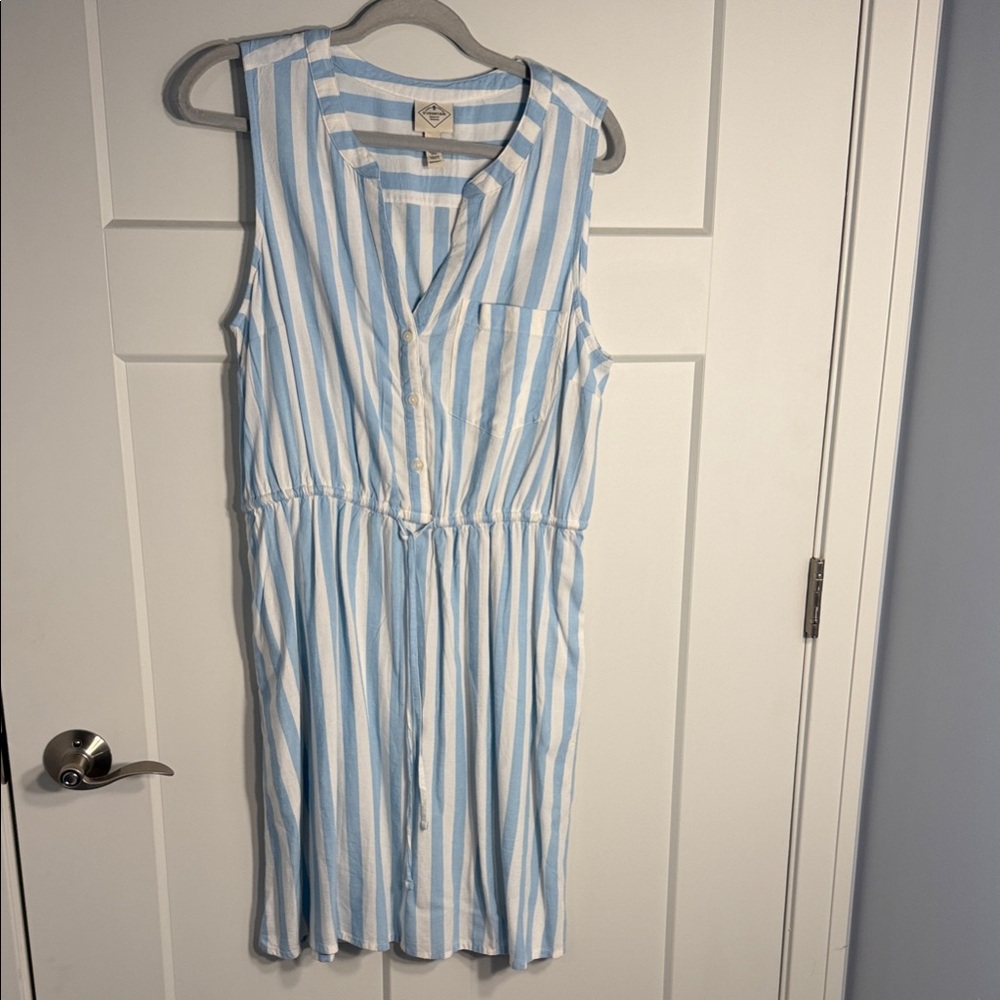 St. John's Bay Blue & White Striped Sleeveless Midi Dress